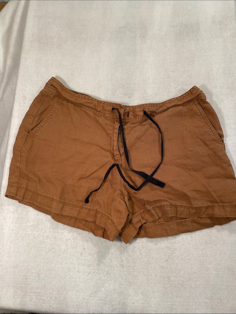 LOFT 100% Linen Rust Brown Drawstring Athletic Shorts